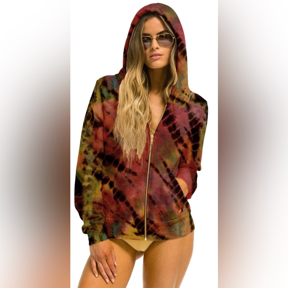 Aviator Nation Hand Dye Zip Up Hoodie-Size S please see description- Hard 2 Find